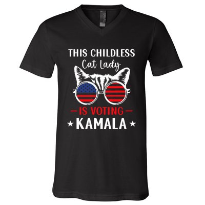 This Childless Cat Lady Is Voting Kamala V-Neck T-Shirt