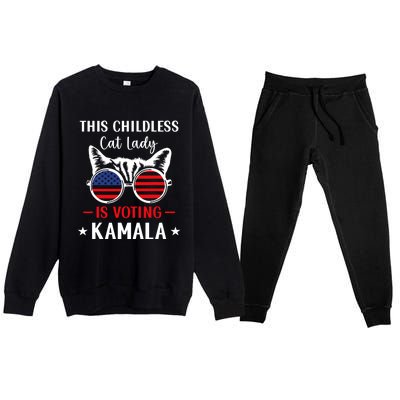 This Childless Cat Lady Is Voting Kamala Premium Crewneck Sweatsuit Set