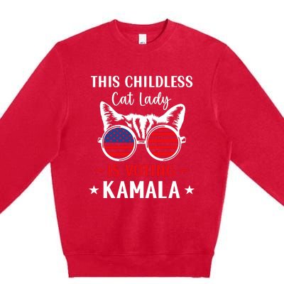 This Childless Cat Lady Is Voting Kamala Premium Crewneck Sweatshirt