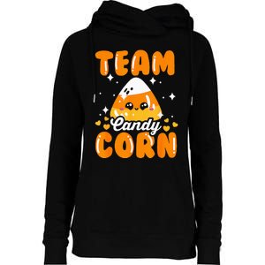 Team Candy Corn Halloween Womens Funnel Neck Pullover Hood