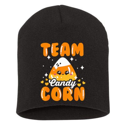 Team Candy Corn Halloween Short Acrylic Beanie