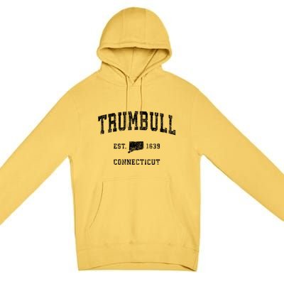 Trumbull Connecticut Ct Vintage Athletic Sports Premium Pullover Hoodie