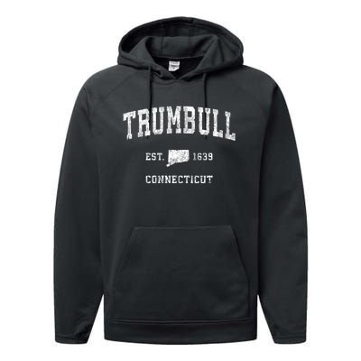 Trumbull Connecticut Ct Vintage Athletic Sports Performance Fleece Hoodie