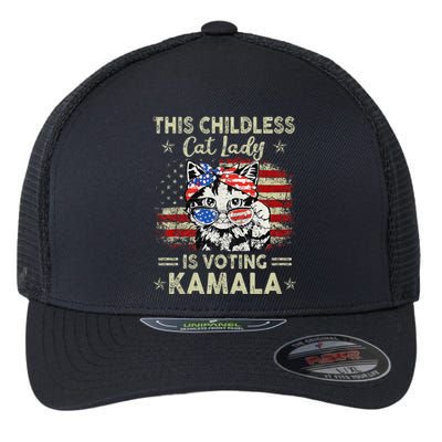 This Childless Cat Lady Is Voting Kamala Harris 2024 Flexfit Unipanel Trucker Cap