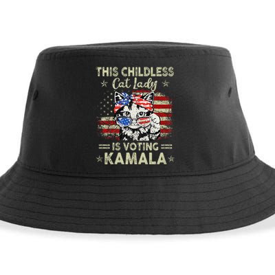 This Childless Cat Lady Is Voting Kamala Harris 2024 Sustainable Bucket Hat