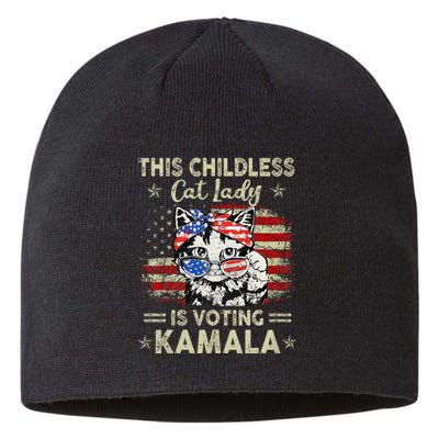 This Childless Cat Lady Is Voting Kamala Harris 2024 Sustainable Beanie