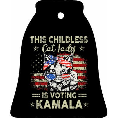 This Childless Cat Lady Is Voting Kamala Harris 2024 Ceramic Bell Ornament