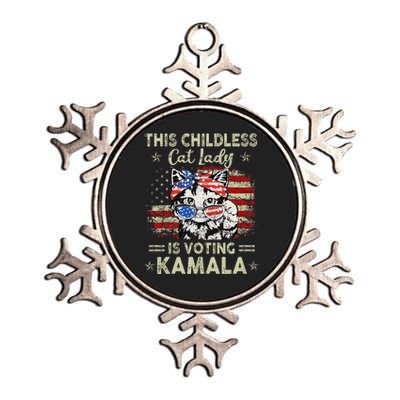 This Childless Cat Lady Is Voting Kamala Harris 2024 Metallic Star Ornament