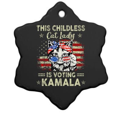 This Childless Cat Lady Is Voting Kamala Harris 2024 Ceramic Star Ornament