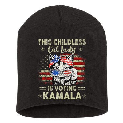 This Childless Cat Lady Is Voting Kamala Harris 2024 Short Acrylic Beanie