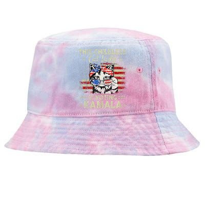 This Childless Cat Lady Is Voting Kamala Harris 2024 Tie-Dyed Bucket Hat