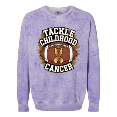 Tackle Childhood Cancer Gold Ribbon Childs Cancer Awareness Colorblast Crewneck Sweatshirt