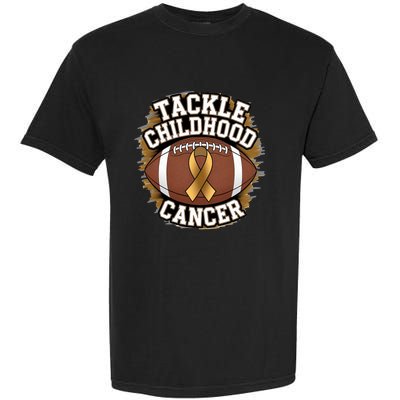 Tackle Childhood Cancer Gold Ribbon Childs Cancer Awareness Garment-Dyed Heavyweight T-Shirt