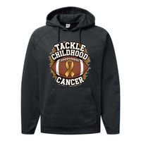 Tackle Childhood Cancer Gold Ribbon Childs Cancer Awareness Performance Fleece Hoodie