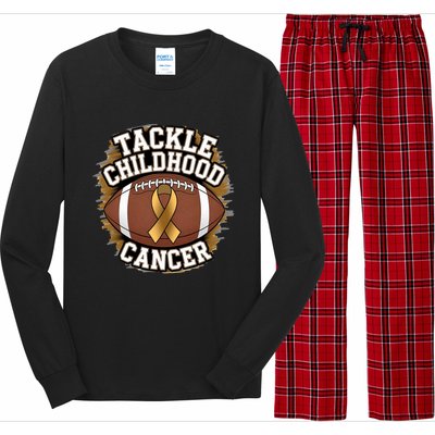 Tackle Childhood Cancer Gold Ribbon Childs Cancer Awareness Long Sleeve Pajama Set