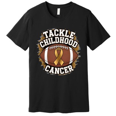 Tackle Childhood Cancer Gold Ribbon Childs Cancer Awareness Premium T-Shirt