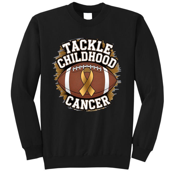 Tackle Childhood Cancer Gold Ribbon Childs Cancer Awareness Tall Sweatshirt