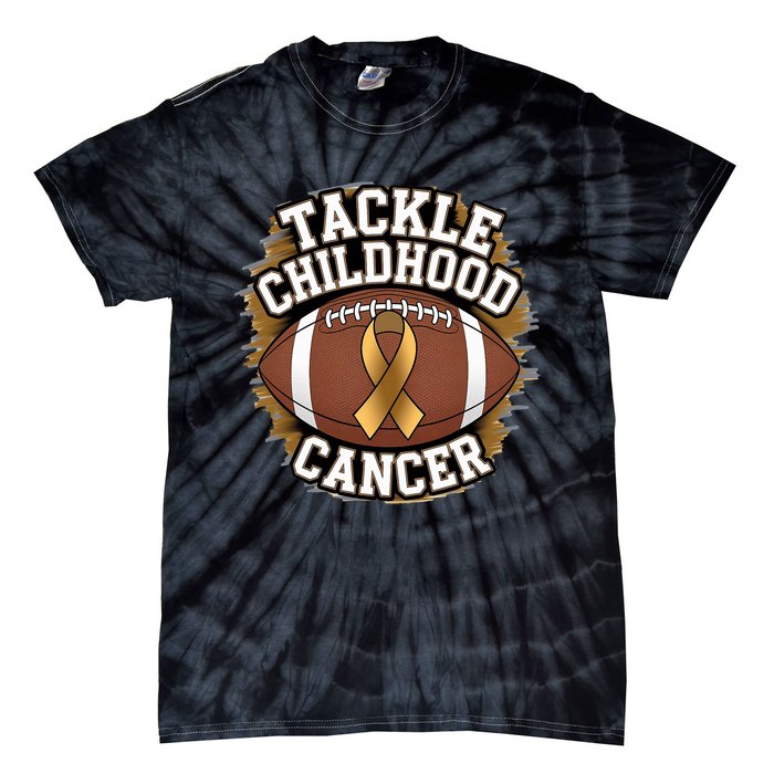 Tackle Childhood Cancer Gold Ribbon Childs Cancer Awareness Tie-Dye T-Shirt