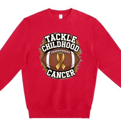 Tackle Childhood Cancer Gold Ribbon Childs Cancer Awareness Premium Crewneck Sweatshirt