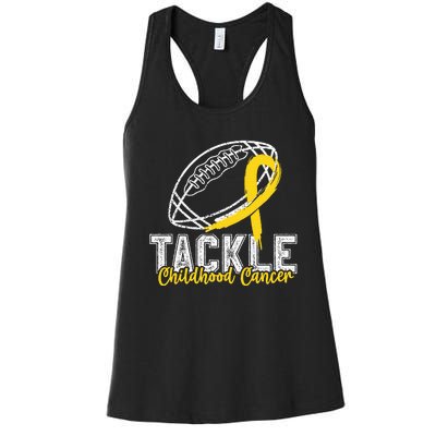 Tackle Childhood Cancer Football Childhood Cancer Awareness Women's Racerback Tank