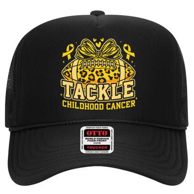 Tackle Childhood Cancer Football Childhood Cancer Awareness High Crown Mesh Back Trucker Hat