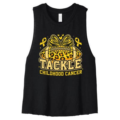 Tackle Childhood Cancer Football Childhood Cancer Awareness Women's Racerback Cropped Tank