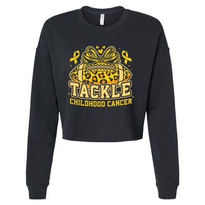 Tackle Childhood Cancer Football Childhood Cancer Awareness Cropped Pullover Crew