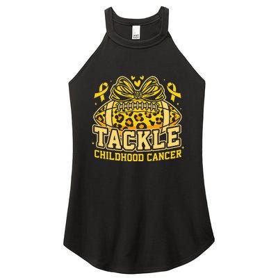 Tackle Childhood Cancer Football Childhood Cancer Awareness Women's Perfect Tri Rocker Tank