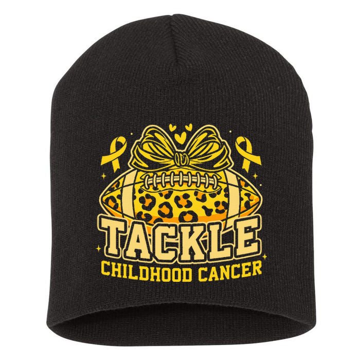 Tackle Childhood Cancer Football Childhood Cancer Awareness Short Acrylic Beanie