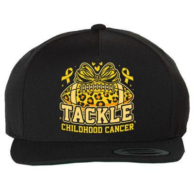 Tackle Childhood Cancer Football Childhood Cancer Awareness Wool Snapback Cap