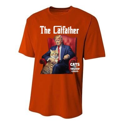 The Catfather Cat For Trump 2024 Performance Sprint T-Shirt