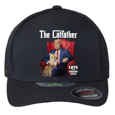 The Catfather Cat For Trump 2024 Flexfit Unipanel Trucker Cap