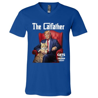 The Catfather Cat For Trump 2024 V-Neck T-Shirt