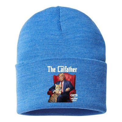 The Catfather Cat For Trump 2024 Sustainable Knit Beanie