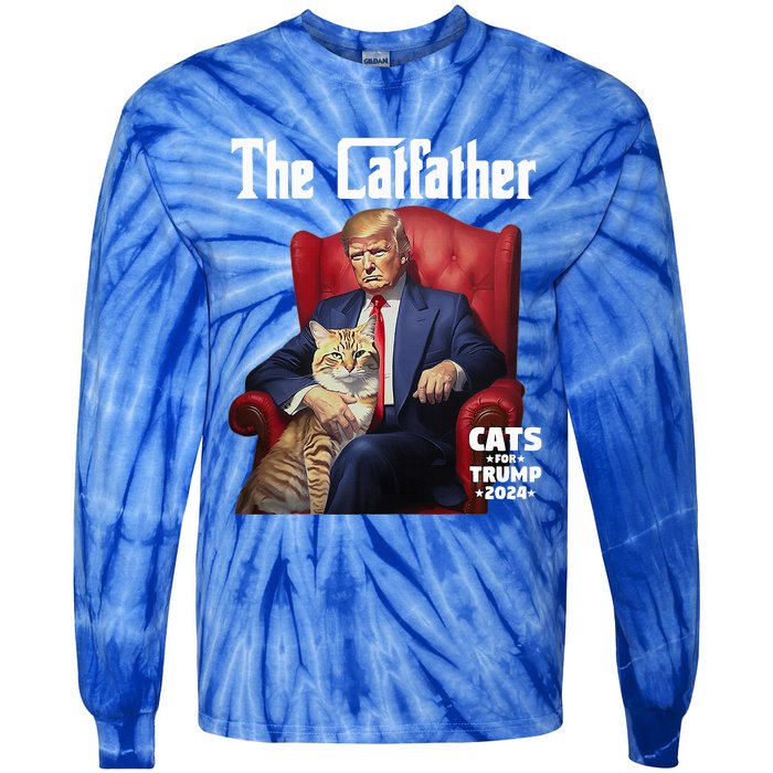 The Catfather Cat For Trump 2024 Tie-Dye Long Sleeve Shirt