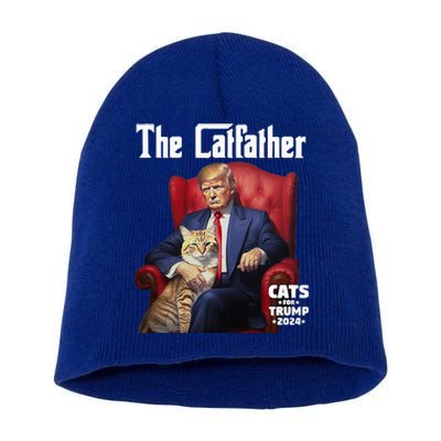 The Catfather Cat For Trump 2024 Short Acrylic Beanie