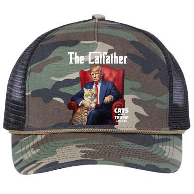 The Catfather Cat For Trump 2024 Retro Rope Trucker Hat Cap