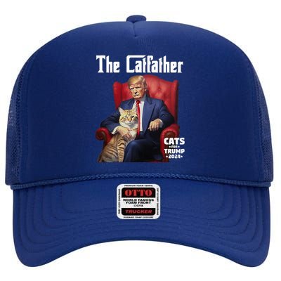 The Catfather Cat For Trump 2024 High Crown Mesh Back Trucker Hat