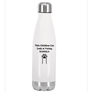 This Childless Cat Lady Is Voting Kamala Harris 2024 Stainless Steel Insulated Water Bottle