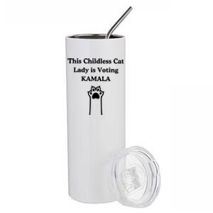 This Childless Cat Lady Is Voting Kamala Harris 2024 Stainless Steel Tumbler