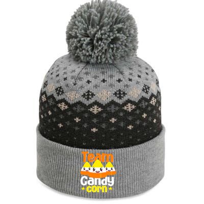 Team Candy Corn Halloween Costume Funny The Baniff Cuffed Pom Beanie