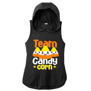 Team Candy Corn Halloween Costume Funny Ladies PosiCharge Tri-Blend Wicking Draft Hoodie Tank