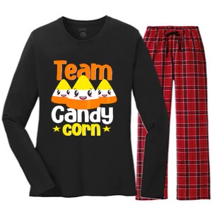 Team Candy Corn Halloween Costume Funny Women's Long Sleeve Flannel Pajama Set 