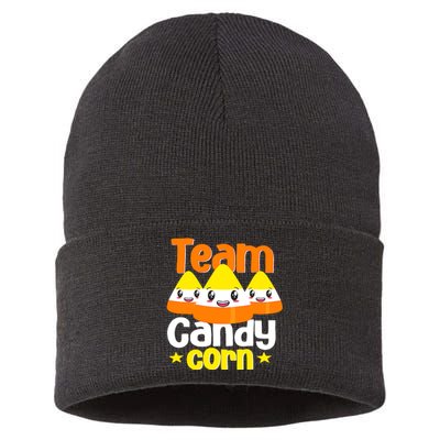 Team Candy Corn Halloween Costume Funny Sustainable Knit Beanie