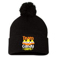 Team Candy Corn Halloween Costume Funny Pom Pom 12in Knit Beanie