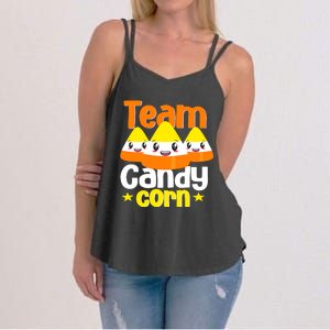 Team Candy Corn Halloween Costume Funny Women's Strappy Tank