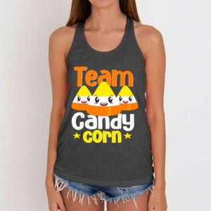 Team Candy Corn Halloween Costume Funny Women's Knotted Racerback Tank