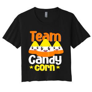 Team Candy Corn Halloween Costume Funny Women's Crop Top Tee