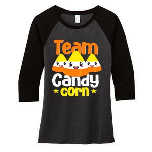 Team Candy Corn Halloween Costume Funny Women's Tri-Blend 3/4-Sleeve Raglan Shirt