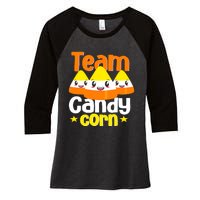 Team Candy Corn Halloween Costume Funny Women's Tri-Blend 3/4-Sleeve Raglan Shirt